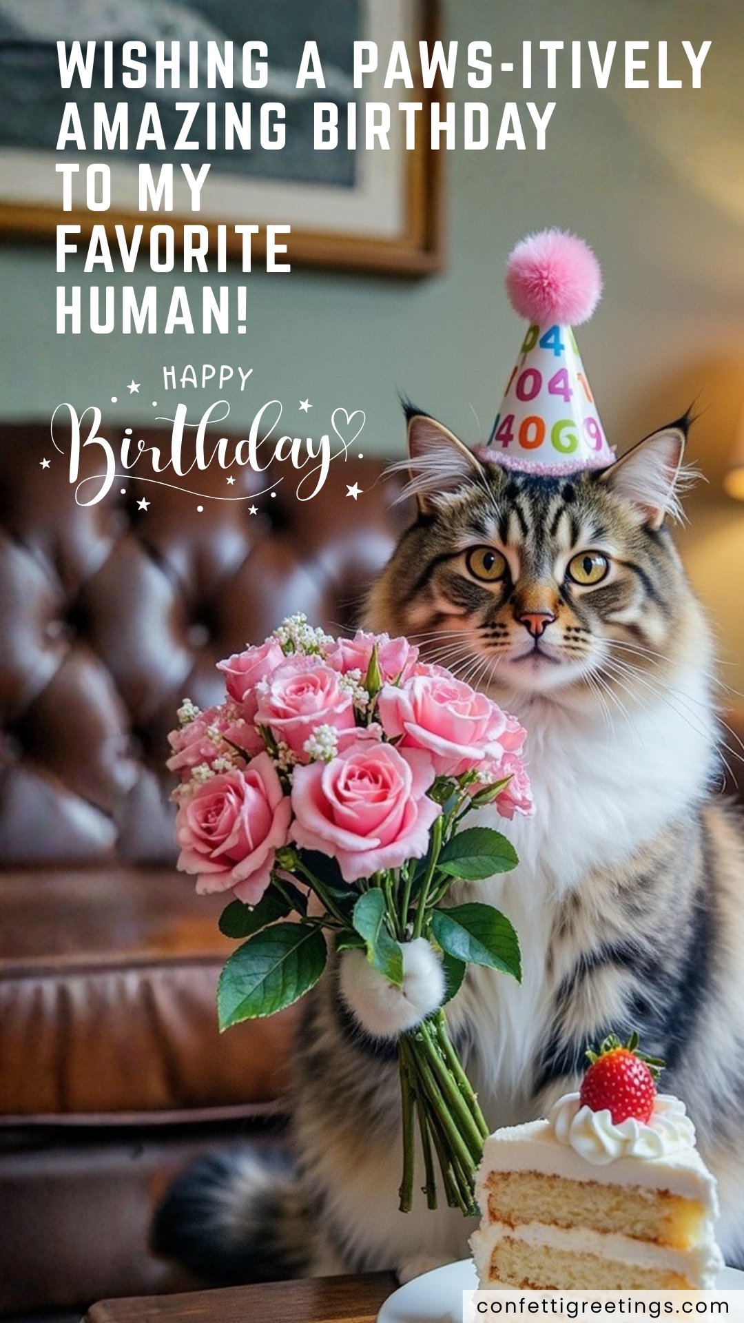 online cards for birthday cat with birthday cake