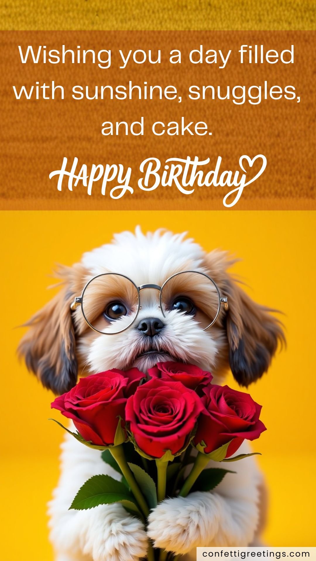 online cards for birthday cute dog with red roses