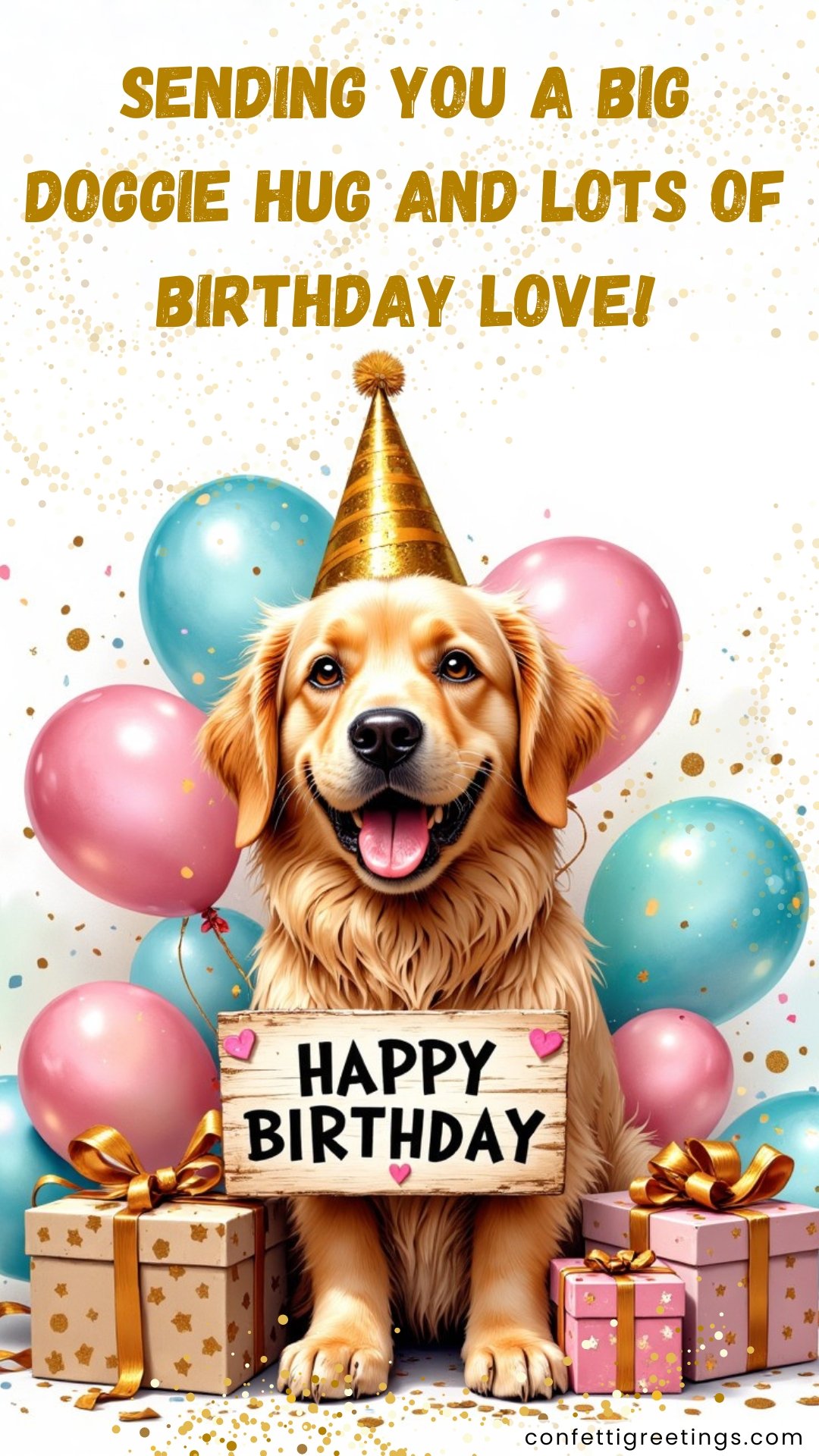 online cards for birthday cute dog with balloons and happy birthday sign