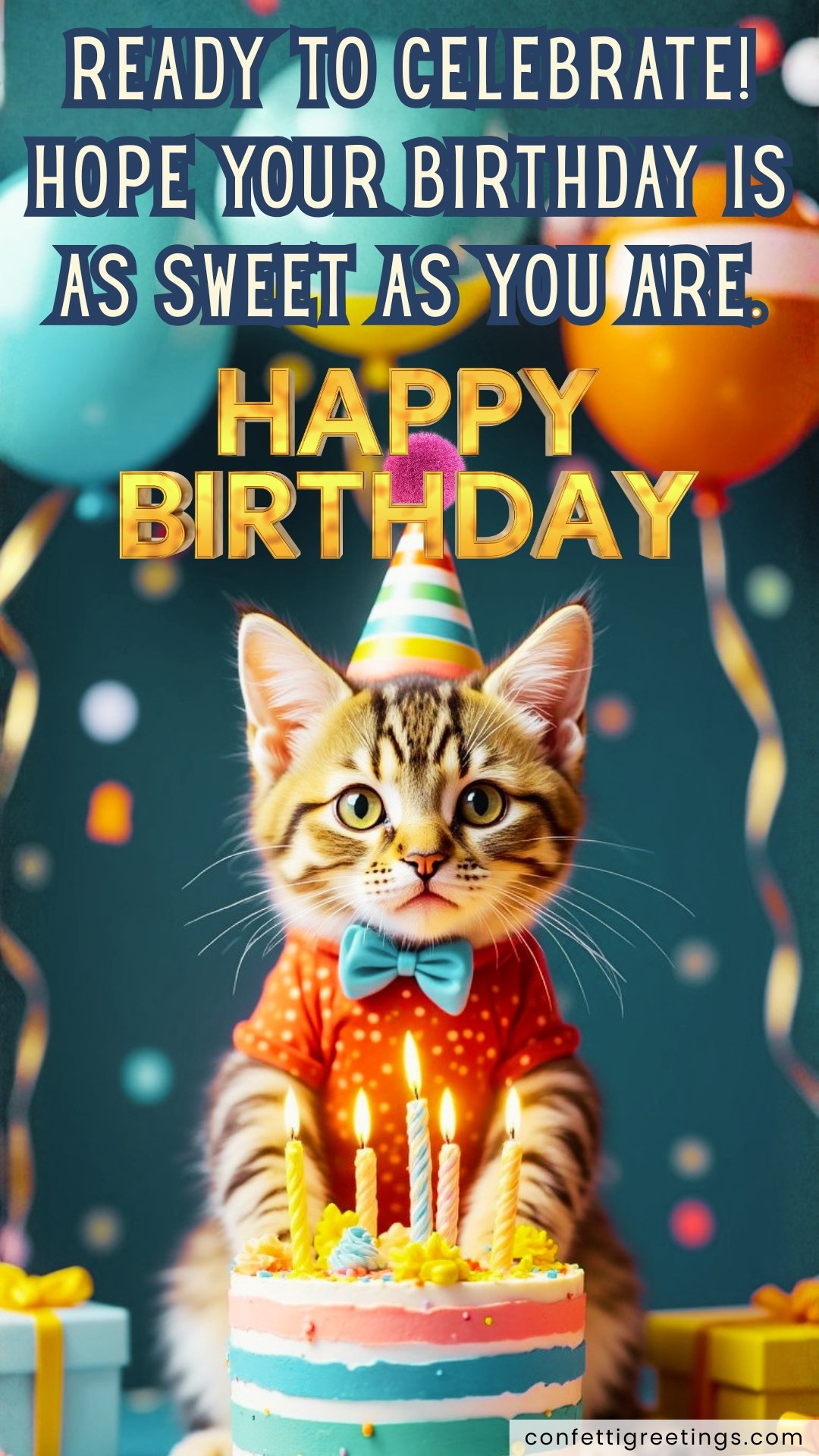 online cards for birthday cute cate with birthday cake with candles
