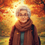 cartoon character of an elderly woman