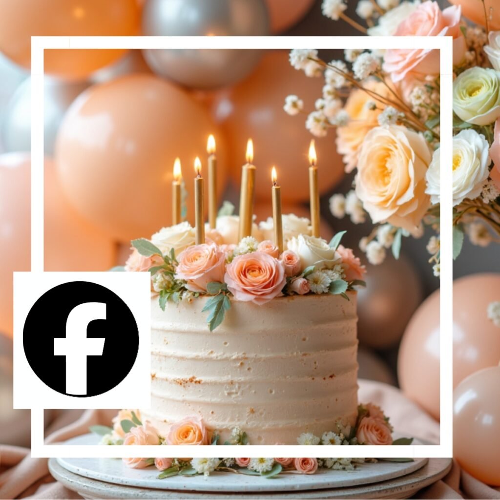 facebook link with peach cake woth lit candles