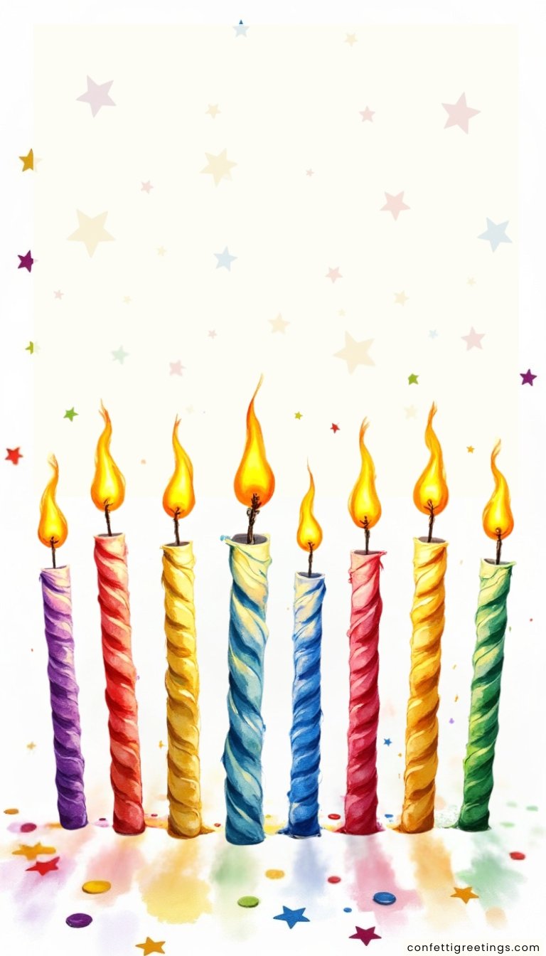 free ecards-virtual greeting cards- watercolor lit birthday candles