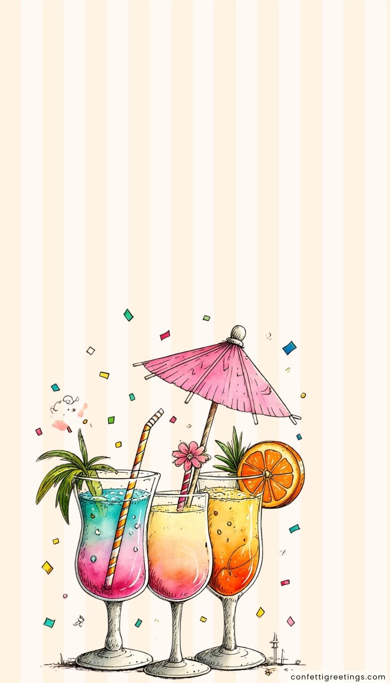 free ecards-virtual greeting cards- watercolor image of tropical cocktails