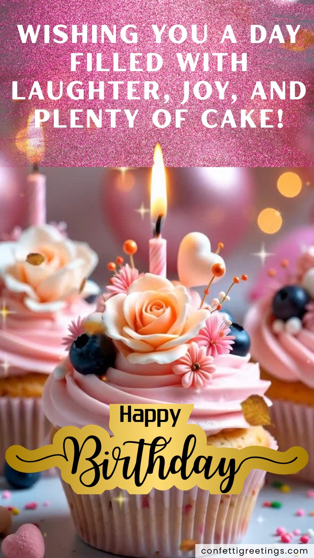 online cards for birthday pink cupcake with single lit candle
