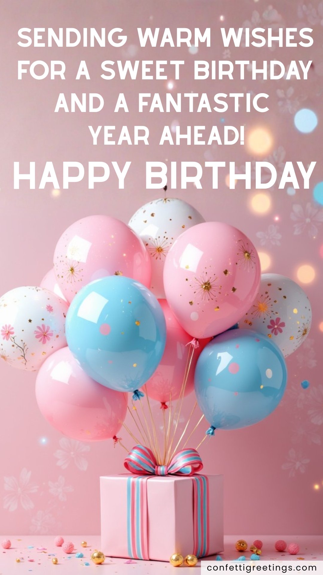 online cards for birthday gift box with pastel balloons