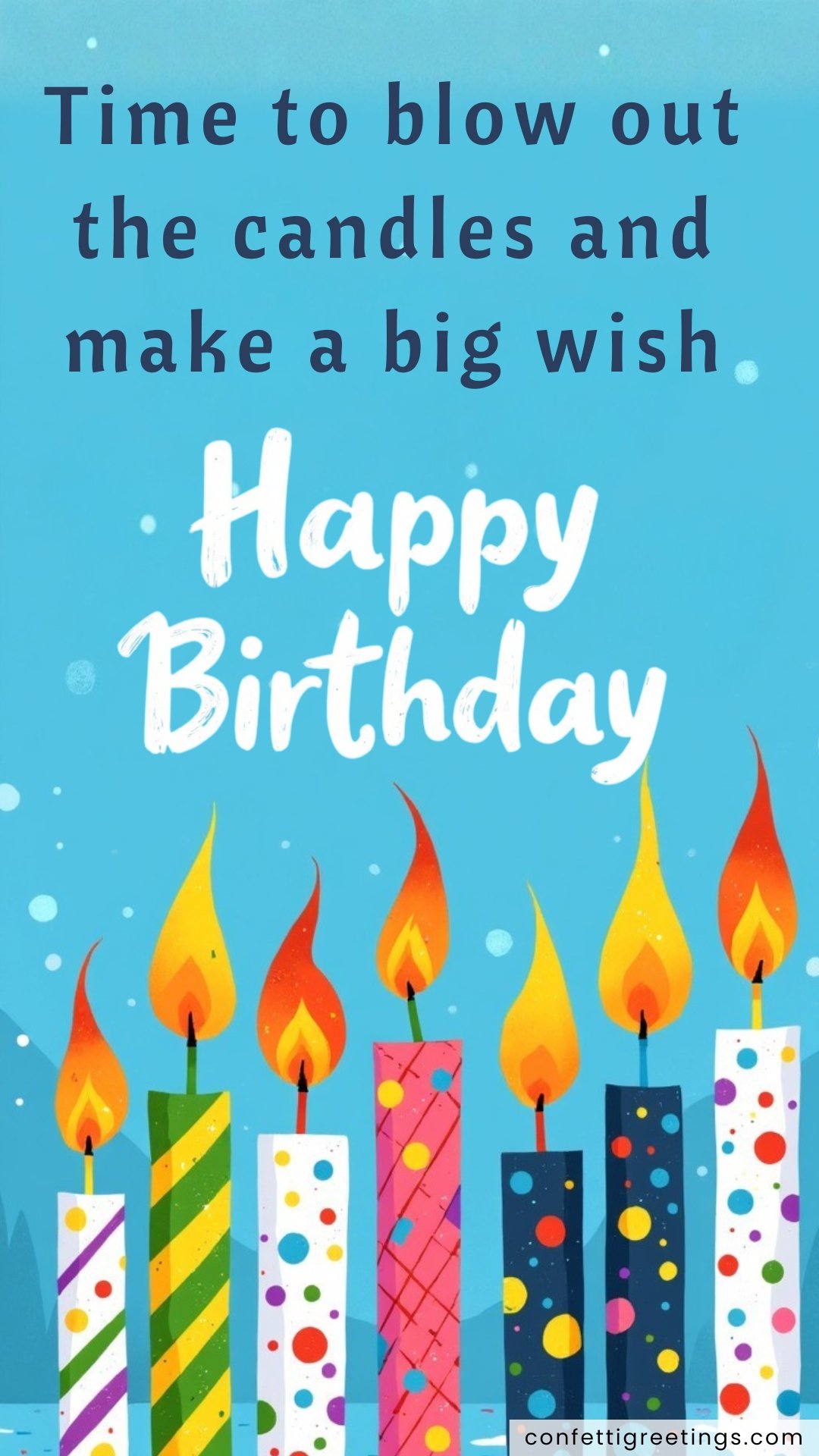 online cards for birthday drawing a lit candles in a row with turquoise blue background