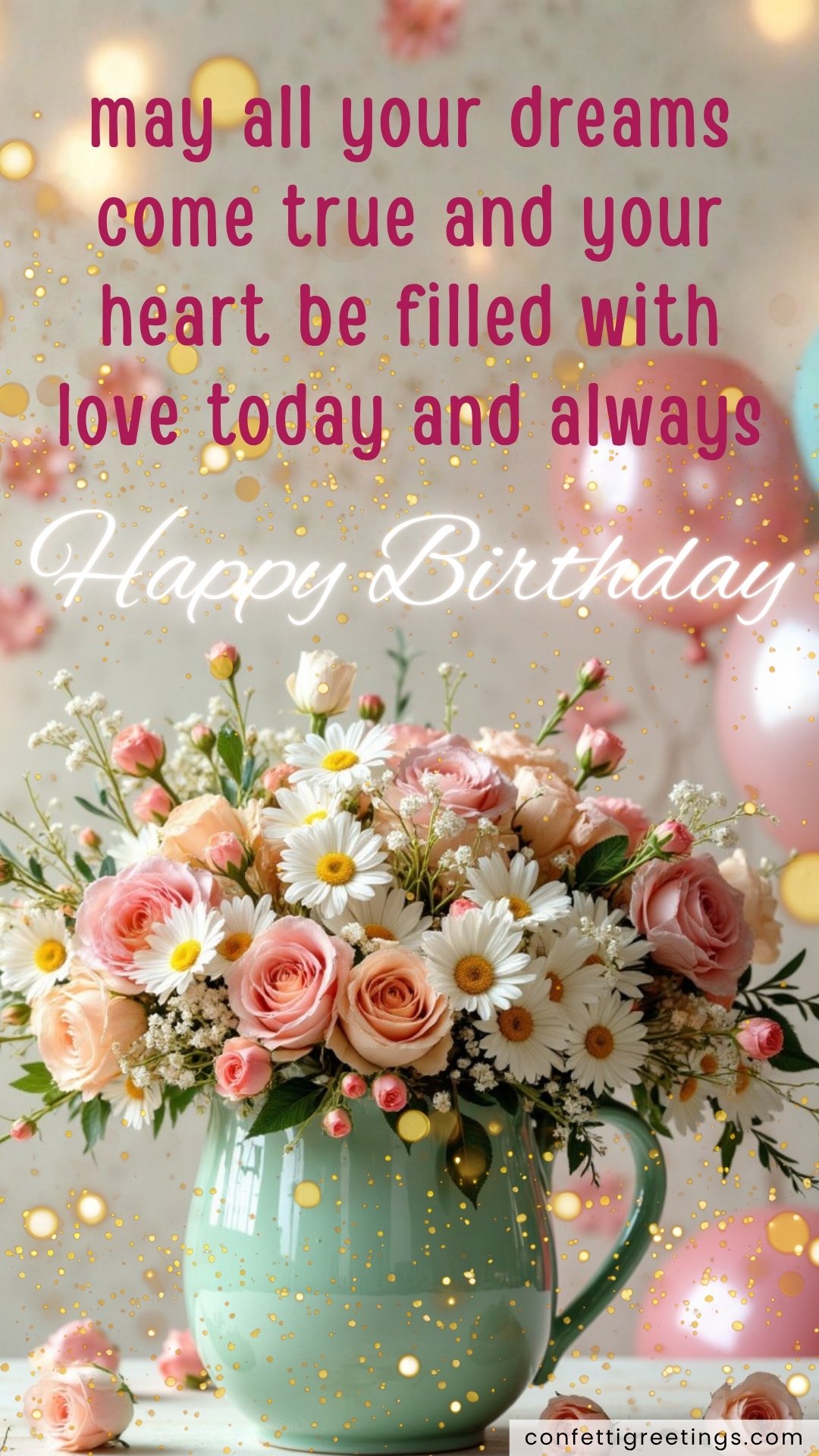 online cards for birthday pretty white and pale pink flower arrangement in a blue vase