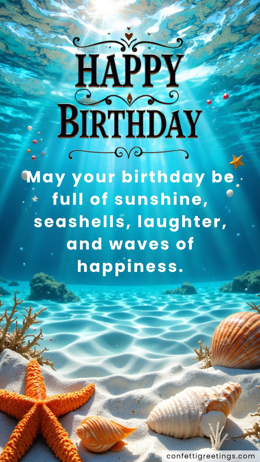 summer birthday greeting under water theme