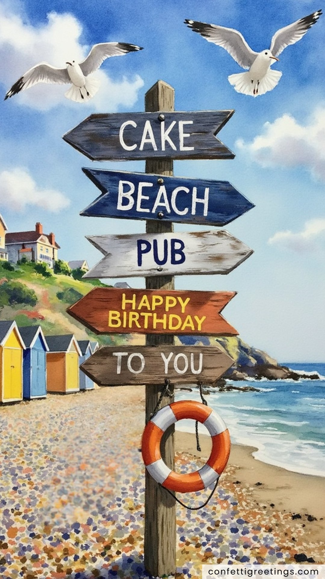 summer birthday greeting handmade beach sign
