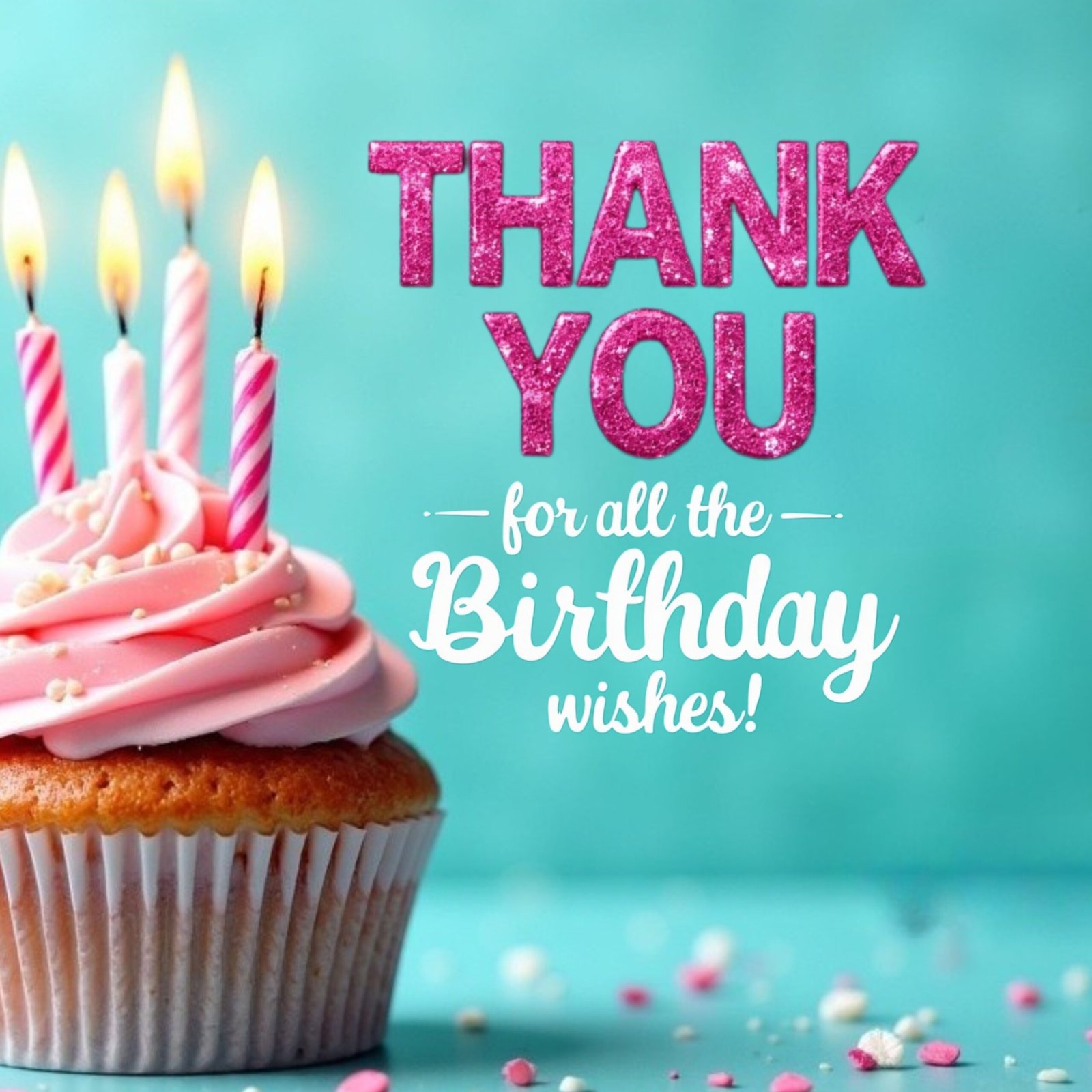 thank you for birthday wishes with a cupcake and blue background