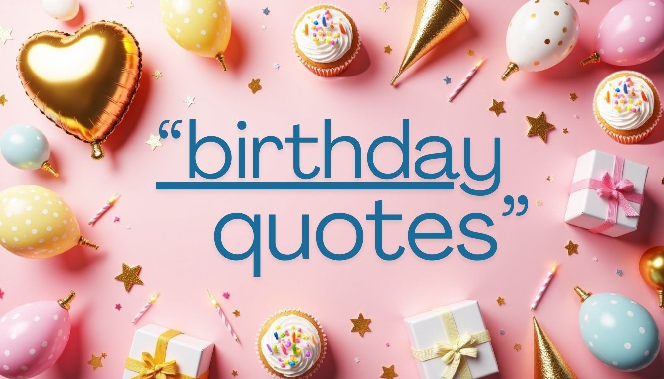 birthday quotes on a pink festive background