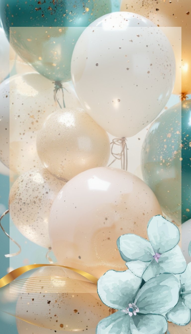 free ecards-virtual greeting cards-design white and teal festive balloons
