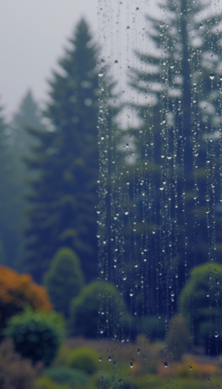 free ecards-virtual greeting cards-design dark forest with pine trees through window with rain