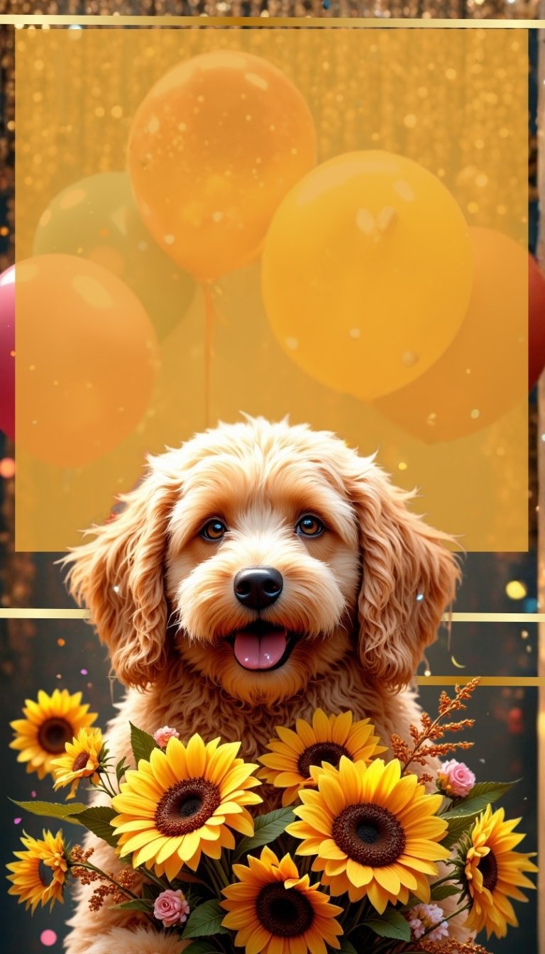 free ecards-virtual greeting cards-design cute dog holding sunflowers