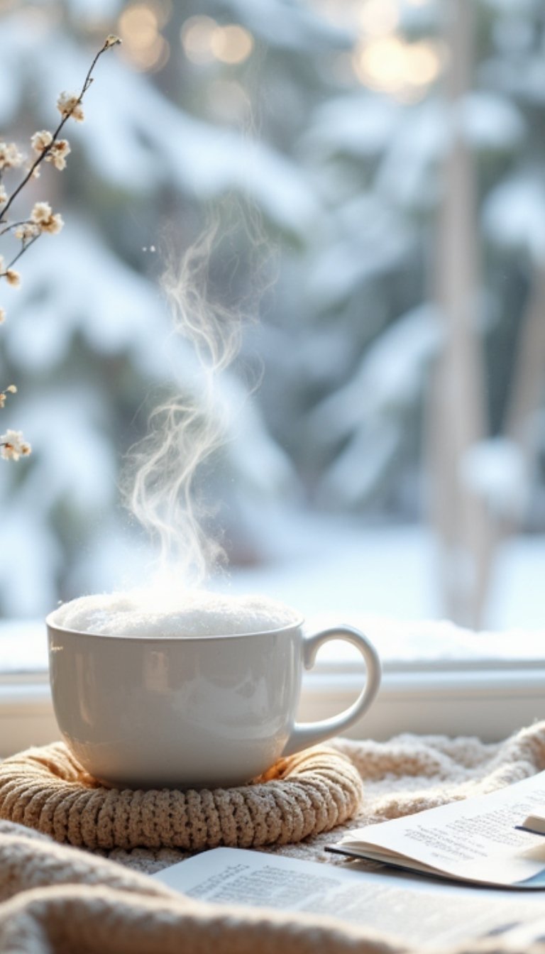 free ecards-virtual greeting cards-design hot cup of coffee on a window sill