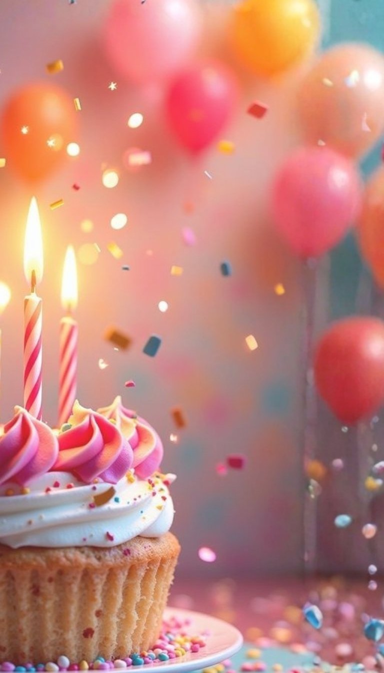 free ecards-virtual greeting cards-design colorful cupcake and balloons