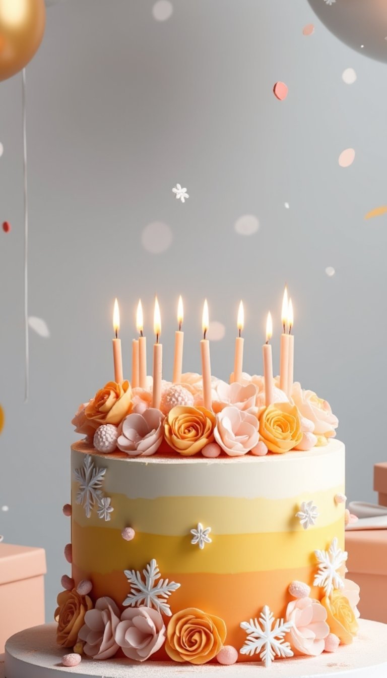 free ecards-virtual greeting cards-design orange birthday cake with lit birthday candles