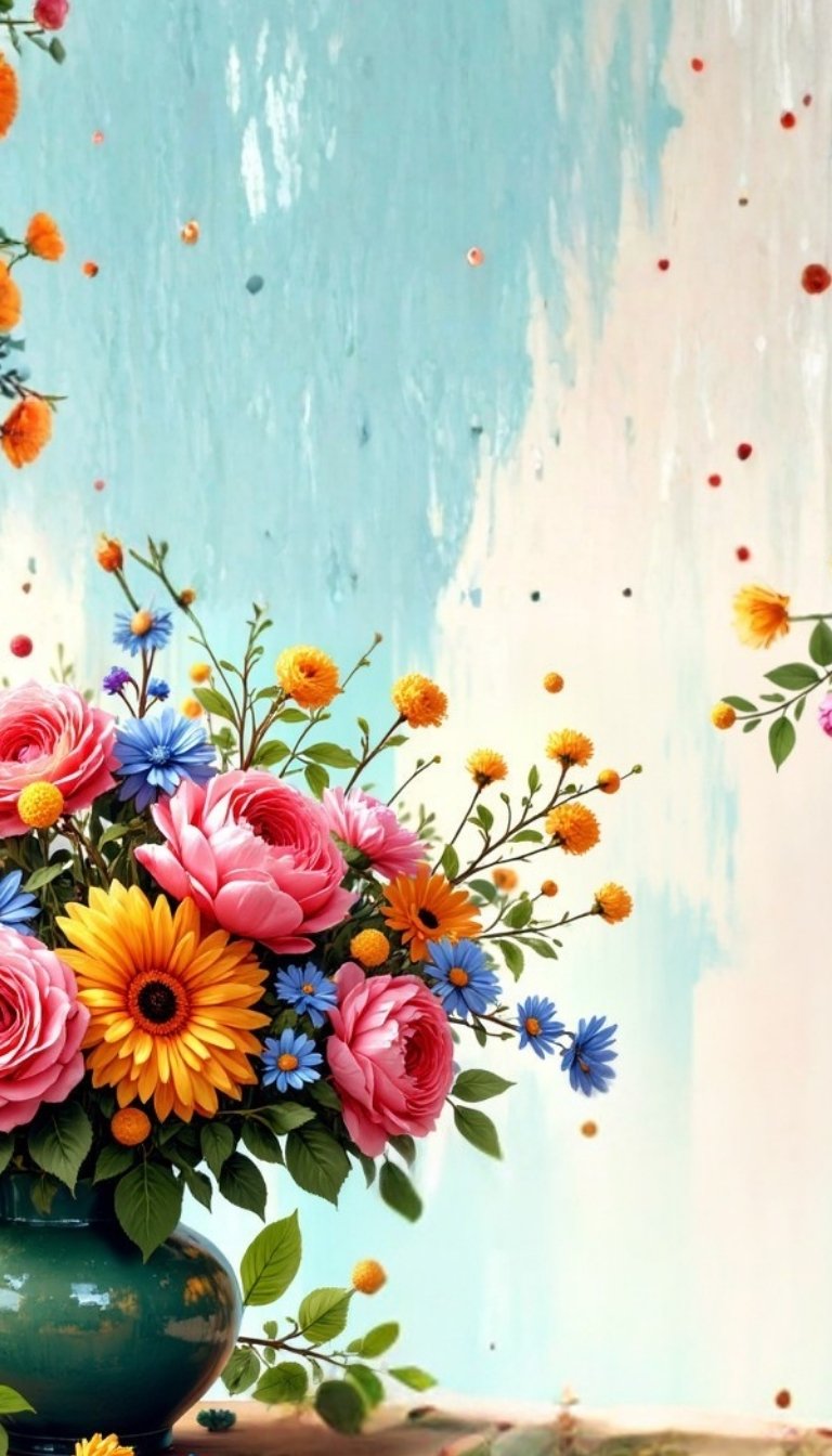 free ecards-virtual greeting cards-design colorful watercolor background with flowers