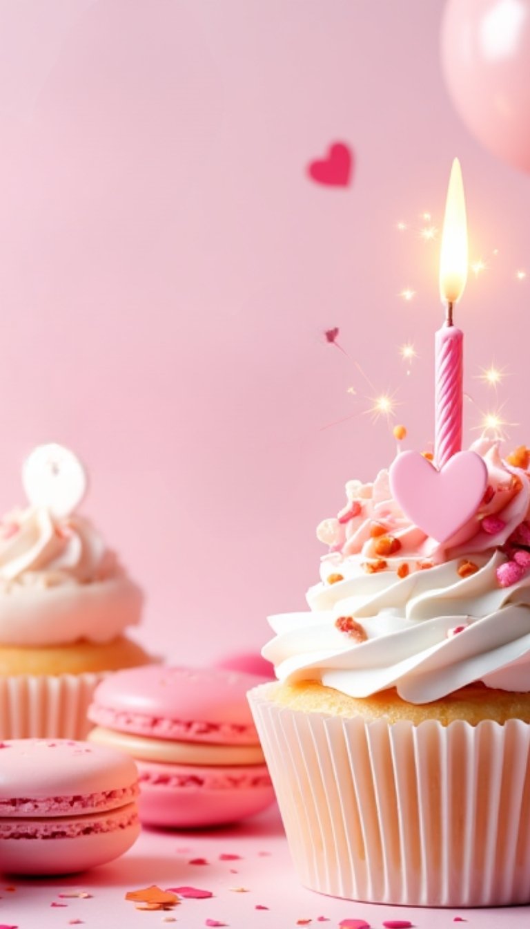 free ecards-virtual greeting cards-pink cupcake with a lit birthday candle