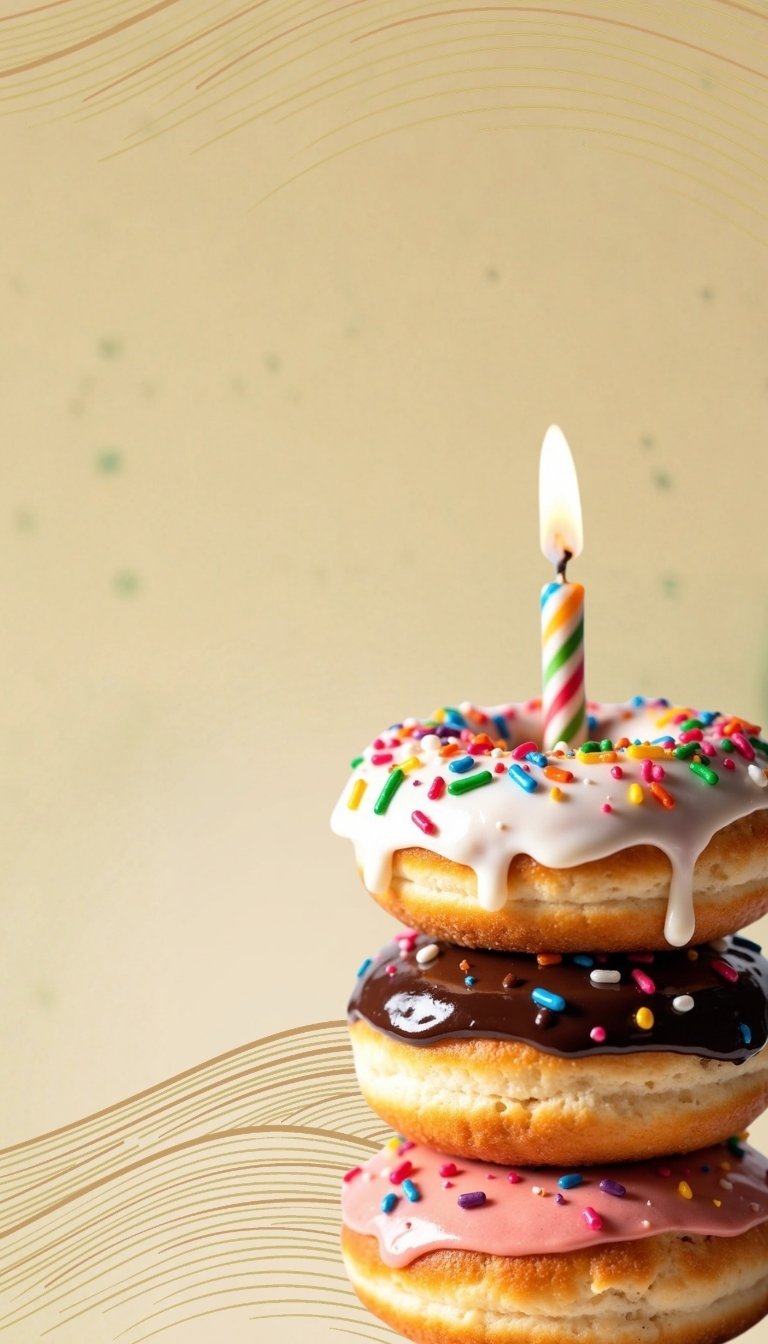 free ecards-virtual greeting cards-stack of three donuts with a lit candle in it