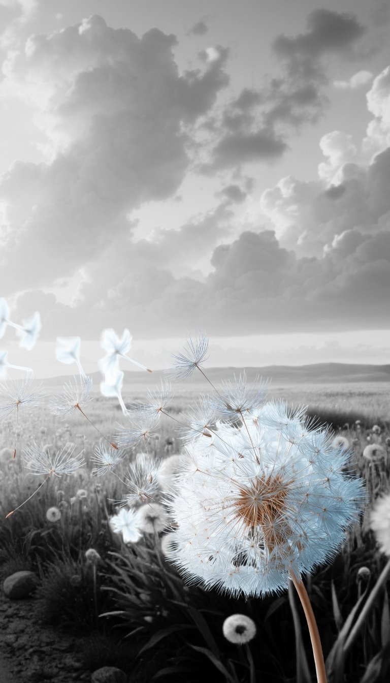 free ecards-virtual greeting cards-design dandelion black and white