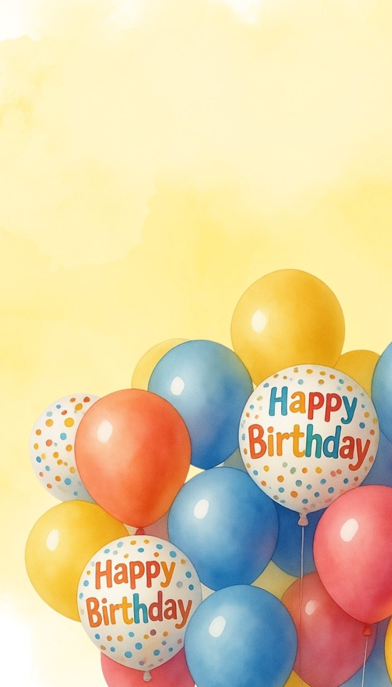 free ecards-virtual greeting cards-design happy birthday balloons with a yellow background