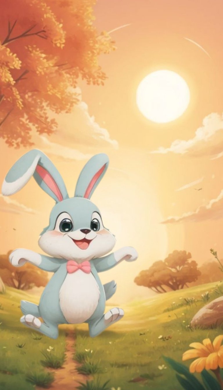 free ecards-virtual greeting cards-design cute gray cartoon bunny hopping in the meadow