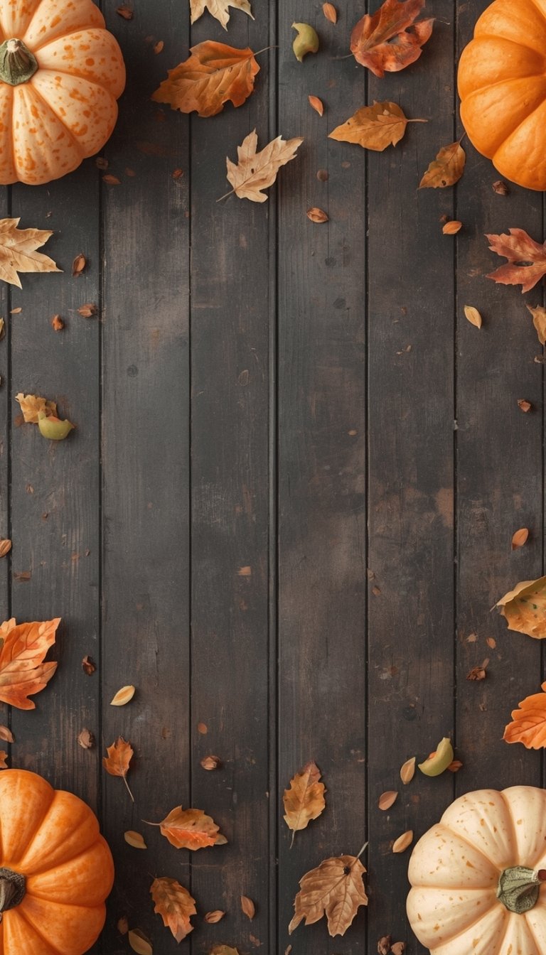 free ecards-virtual greeting cards-pumpkins on a rustic wooden table