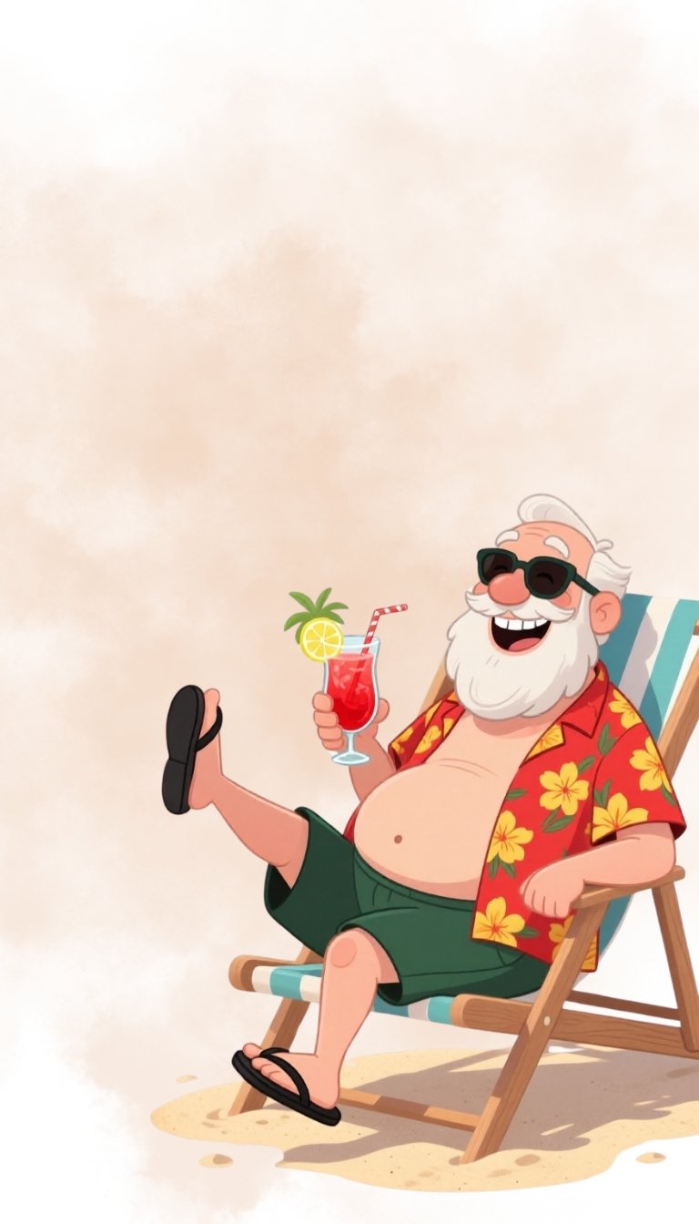 free ecards-virtual greeting cards-watercolor image of an elderly man relaxing with a tropical drink in hand