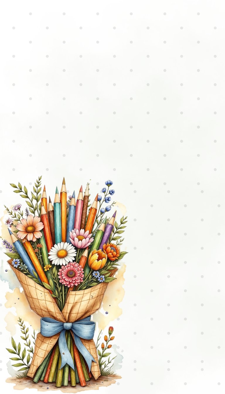 free ecards-virtual greeting cards- bouquet of flowers with colorful pencils