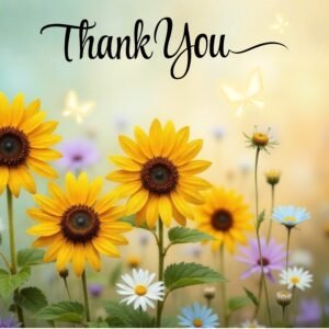 thank you messages with yellow wildflower background