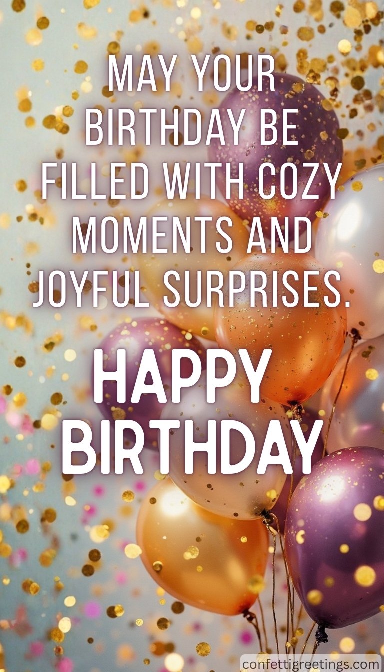 fall birthday greeting - fall colored birthday baloons