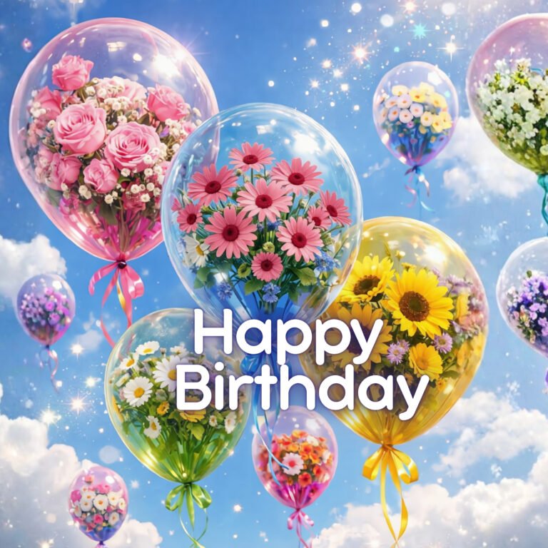 Happy Birthday Flower Balloons Video - balloons filled with colorful flowers floating in the air