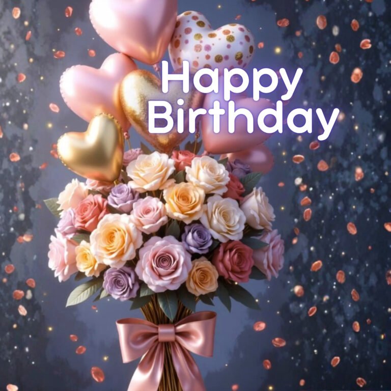 Happy Birthday Roses and Heart Balloons Video