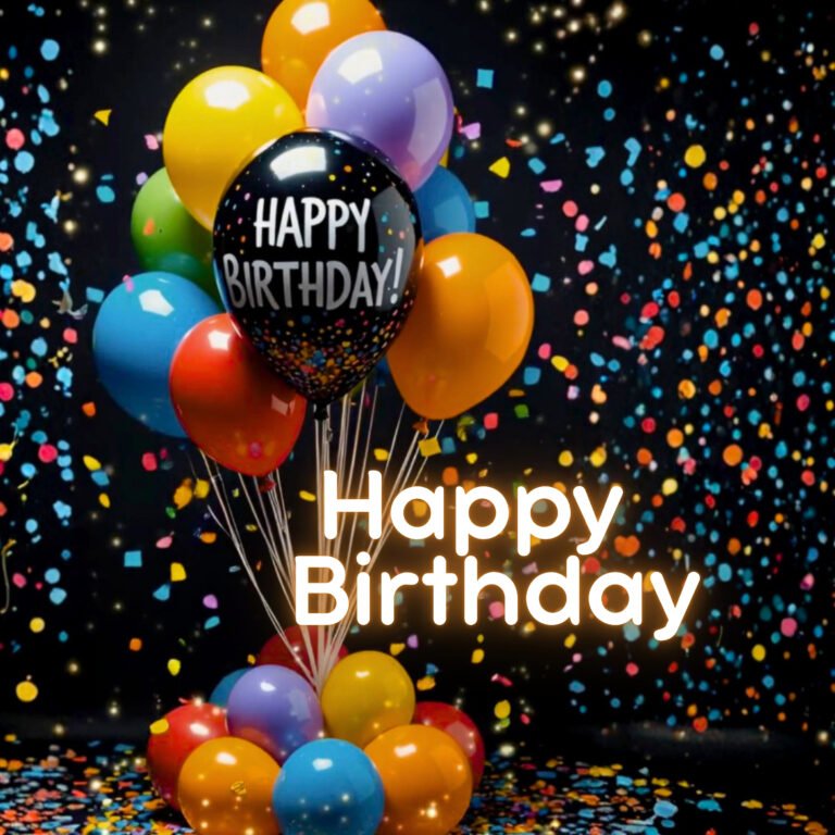 Happy Birthday Video with colorful balloons and confetti