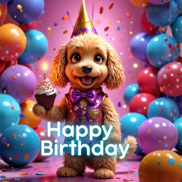 Dog Dancing Happy Birthday to You - Cute Dog Dancing holding a cupcake