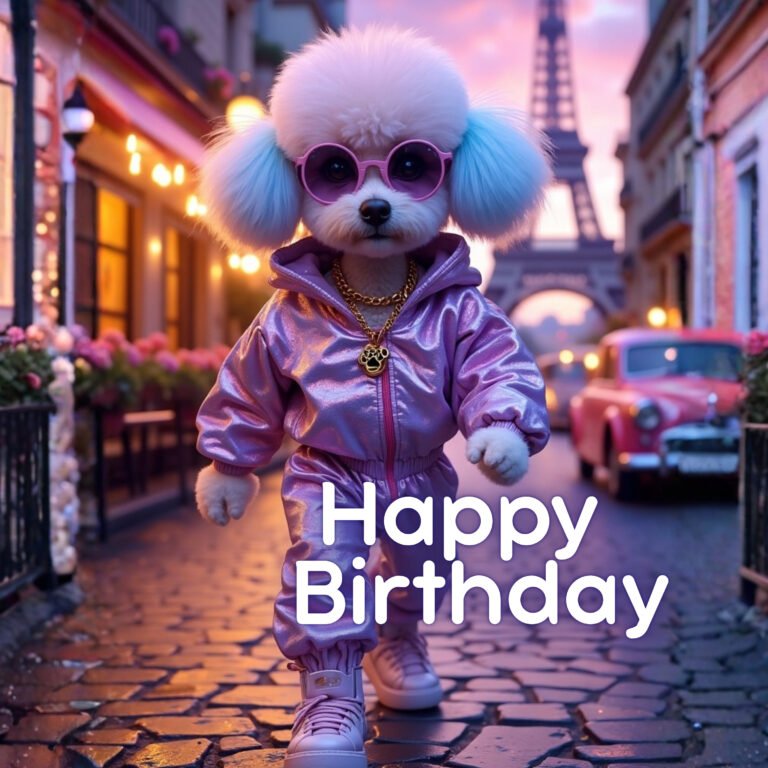 dancing bichon frise dog-happy birthday song and dance